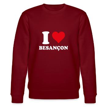 Ich liebe den Geschenktourismus in Besançon - Stanley/Stella Unisex Bio-Sweatshirt CHANGER  - Burgunderrot - Vorne - Nik (191cm) & Marisol (170cm)