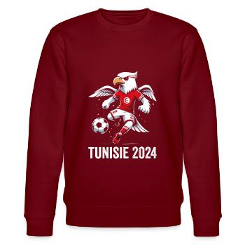 Tunesien 2024 Tunesischer Adler Fußball Fantrikot - Stanley/Stella Unisex Bio-Sweatshirt CHANGER  - Burgunderrot - Vorne - Nik (191cm) & Marisol (170cm)
