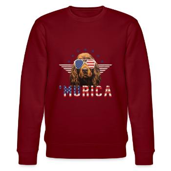 Cocker Spaniel Sonnenbrille Murica Flagge Geschenk - Stanley/Stella Unisex Bio-Sweatshirt CHANGER  - Burgunderrot - Vorne - Nik (191cm) & Marisol (170cm)