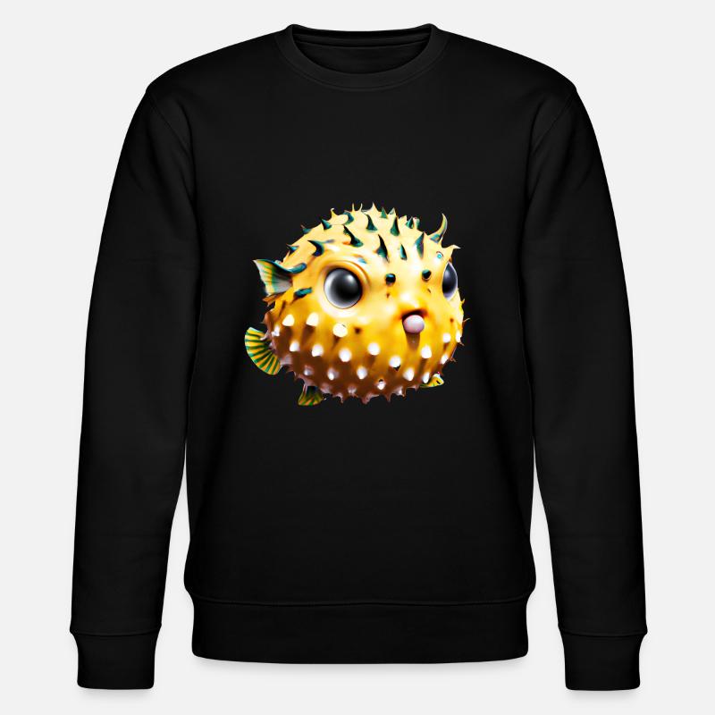 Aufgeblähter Kugelfisch - Stanley/Stella Unisex Bio-Sweatshirt CHANGER  - Schwarz