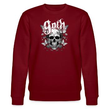 Goth Schädel - Stanley/Stella Unisex Bio-Sweatshirt CHANGER  - Burgunderrot - Vorne - Nik (191cm) & Marisol (170cm)
