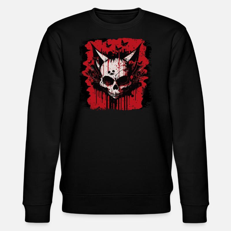 Zombie Cat Skull - Stanley/Stella CHANGER Unisex Organic Sweatshirt - black