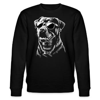 Rottweiler with glasses - Stanley/Stella CHANGER Unisex Organic Sweatshirt - black - Front - Nik (191cm) & Marisol (170cm)