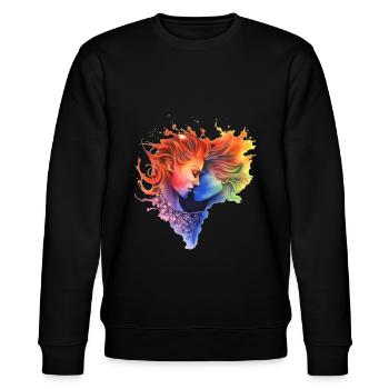 Pride Love Frauen Kuss - Stanley/Stella Unisex Bio-Sweatshirt CHANGER  - Schwarz - Vorne - Nik (191cm) & Marisol (170cm)