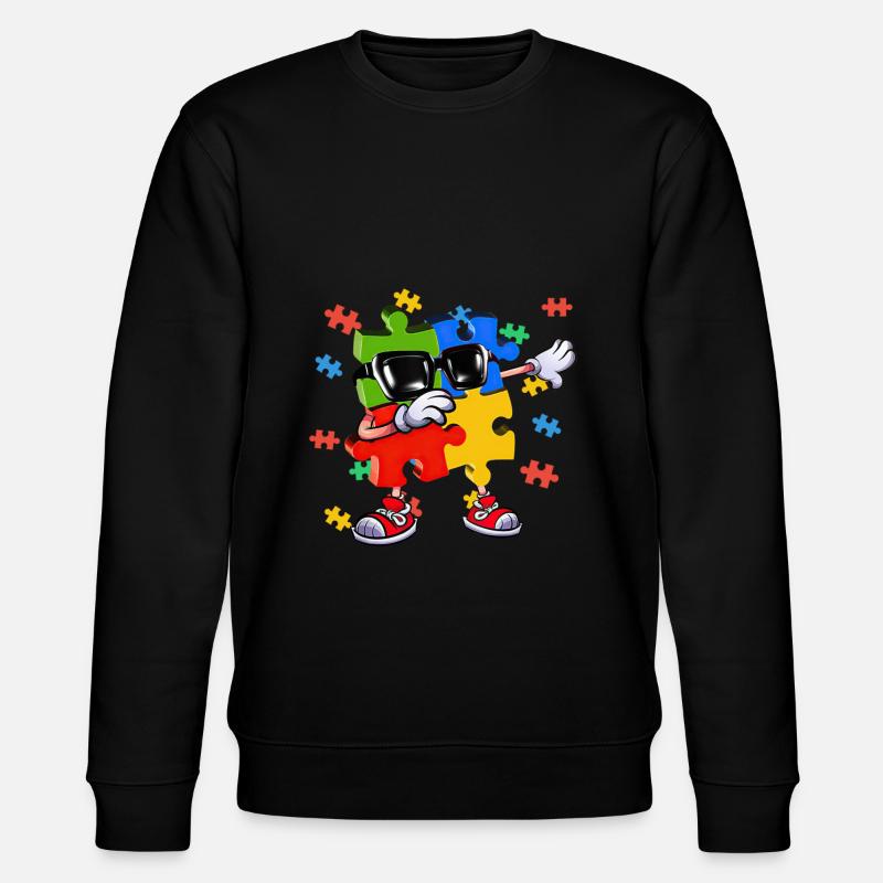 Dabbing Puzzle Piece - Stanley/Stella Unisex Bio-Sweatshirt CHANGER  - Schwarz