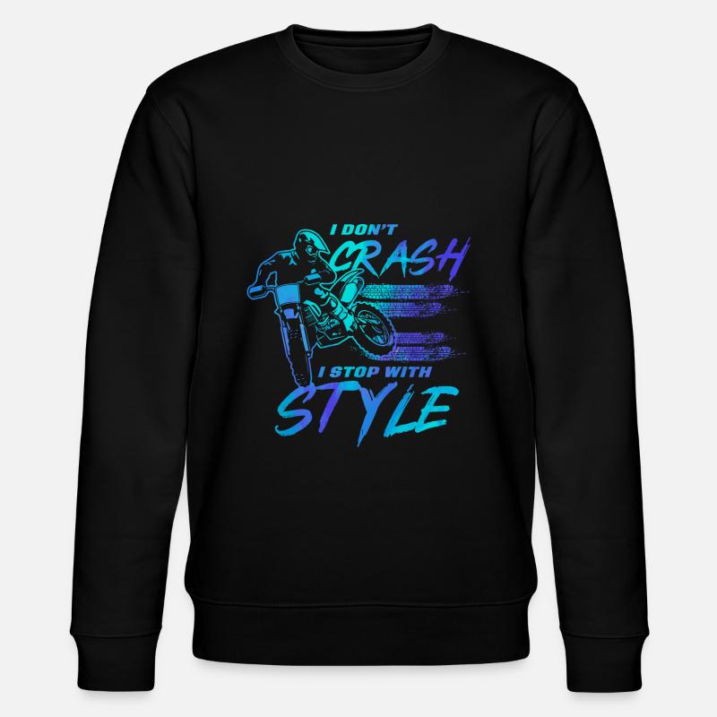 I Don't Crash I Do Random Gravity Checks Motocross - Stanley/Stella Unisex Bio-Sweatshirt CHANGER  - Schwarz