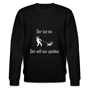 Der tut nix - der will nur spielen - Stanley/Stella Unisex Bio-Sweatshirt CHANGER  - Schwarz - Vorne - Nik (191cm) & Marisol (170cm)
