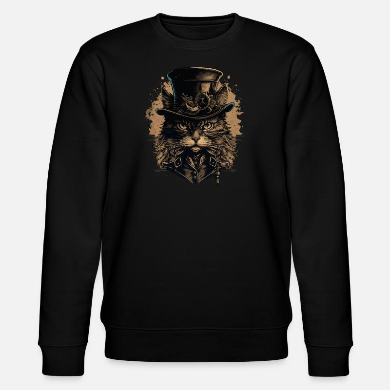 Steampunk Cat - Stanley/Stella CHANGER Unisex Organic Sweatshirt - black