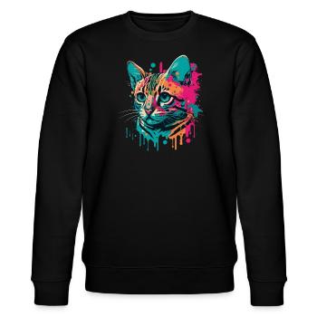 Chat cool - Sweat bio CHANGER Stanley/Stella Unisexe - noir - Devant - Nik (191cm) & Marisol (170cm)