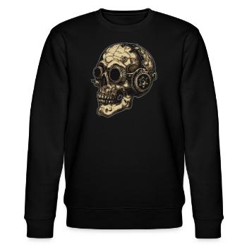 Dieselpunk Zombie Totenkopf - Stanley/Stella Unisex Bio-Sweatshirt CHANGER  - Schwarz - Vorne - Nik (191cm) & Marisol (170cm)