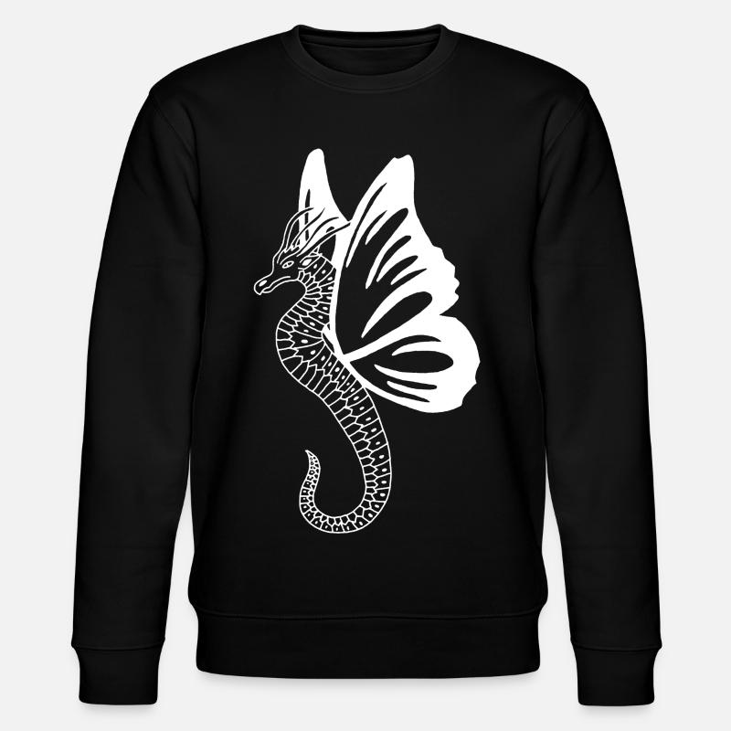 White Butterfly Dragon - Stanley/Stella CHANGER Unisex Organic Sweatshirt - black