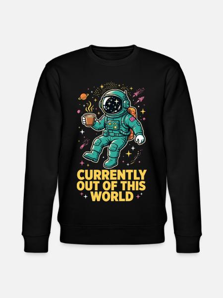 Astronaut with coffee in space - Stanley/Stella CHANGER Unisex Organic Sweatshirt - black