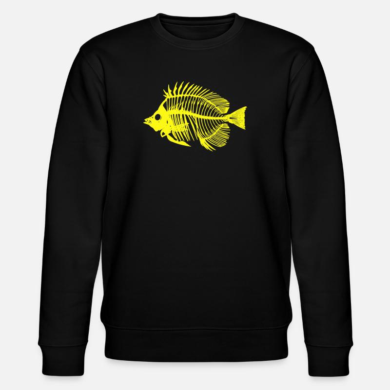 Fisch neongelb - Stanley/Stella Unisex Bio-Sweatshirt CHANGER  - Schwarz