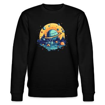 Das Universum ist flüssig - Stanley/Stella Unisex Bio-Sweatshirt CHANGER  - Schwarz - Vorne - Nik (191cm) & Marisol (170cm)