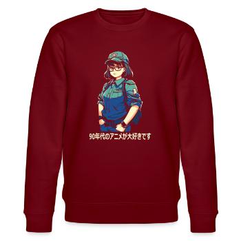 J’adore les anime des années 90 - Sweat bio CHANGER Stanley/Stella Unisexe - bordeaux - Devant - Nik (191cm) & Marisol (170cm)
