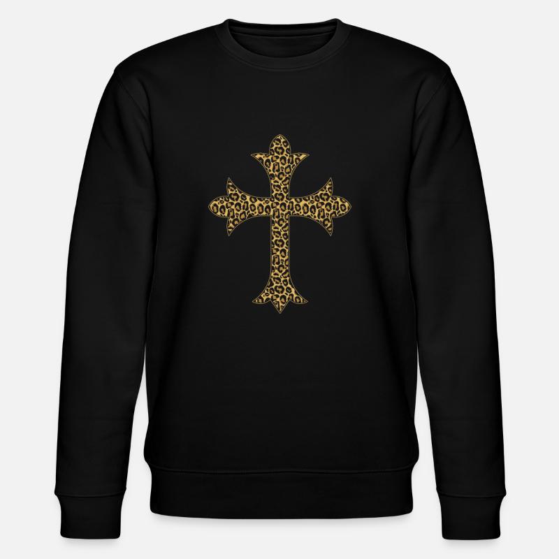 Cross with Leo pattern - Stanley/Stella CHANGER Unisex Organic Sweatshirt - black