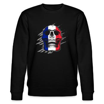Drapeau de la France Skull - Sweat bio CHANGER Stanley/Stella Unisexe - noir - Devant - Nik (191cm) & Marisol (170cm)