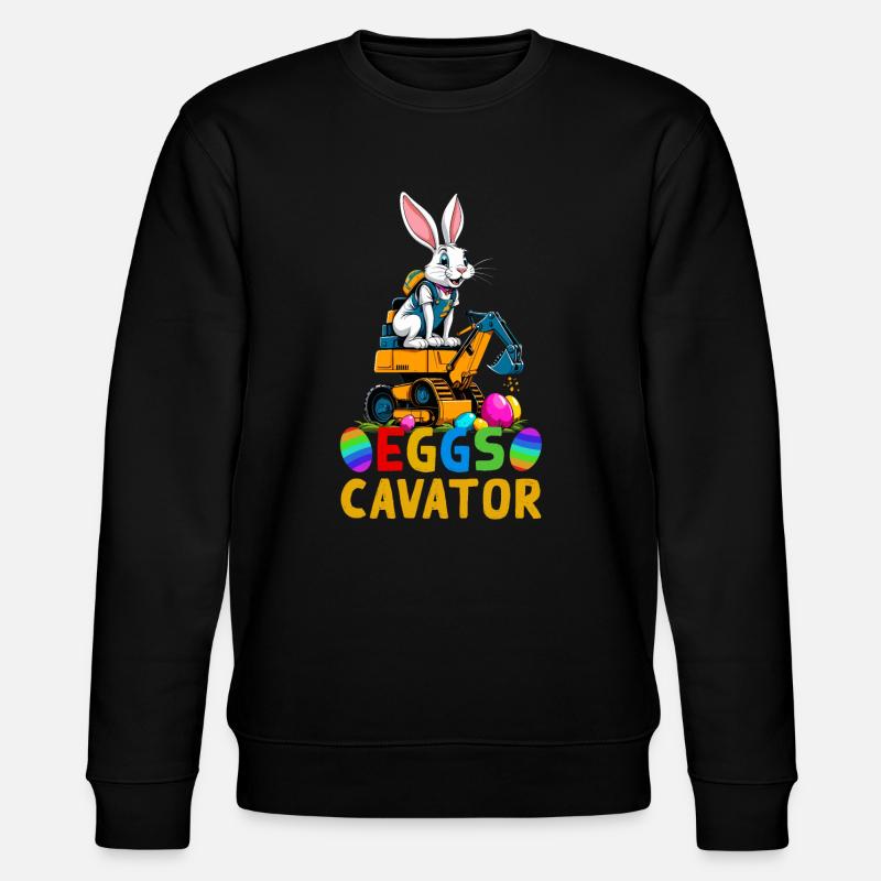 Lustiger Ostern Spruch Osterhase Baggerfahrer - Stanley/Stella Unisex Bio-Sweatshirt CHANGER  - Schwarz