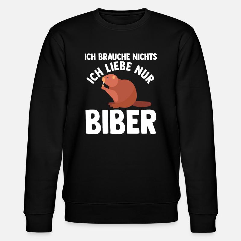 Biber Tier Biber Damm Geschenk - Stanley/Stella Unisex Bio-Sweatshirt CHANGER - Schwarz