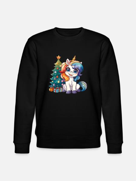Einhorn Weihnachtsbaum Kawaii - Stanley/Stella Unisex Bio-Sweatshirt CHANGER - Schwarz