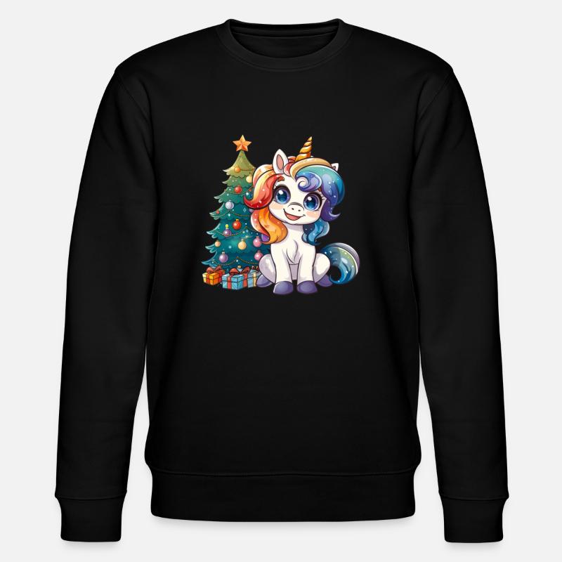 Einhorn Weihnachtsbaum Kawaii - Stanley/Stella Unisex Bio-Sweatshirt CHANGER  - Schwarz