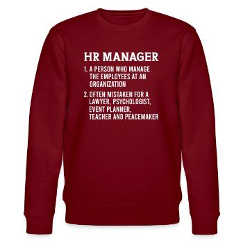 HR Human Resources Manager - Stanley/Stella Unisex Bio-Sweatshirt CHANGER  - Burgunderrot - Vorne - Nik (191cm) & Marisol (170cm)