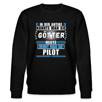 Götter in der Antike. Heute Pilot - Stanley/Stella Unisex Bio-Sweatshirt CHANGER  - Schwarz - Vorne - Nik (191cm) & Marisol (170cm)