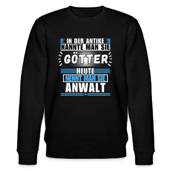 Gods in Antiquity. Today, Lawyer - Stanley/Stella CHANGER Unisex Organic Sweatshirt - black - Front - Nik (191cm) & Marisol (170cm)