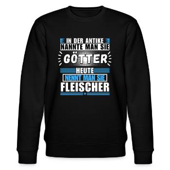 Götter in der Antike. Heute Fleischer - Stanley/Stella Unisex Bio-Sweatshirt CHANGER  - Schwarz - Vorne - Nik (191cm) & Marisol (170cm)