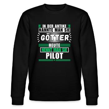 Götter in der Antike. Heute Pilot - Stanley/Stella Unisex Bio-Sweatshirt CHANGER  - Schwarz - Vorne - Nik (191cm) & Marisol (170cm)