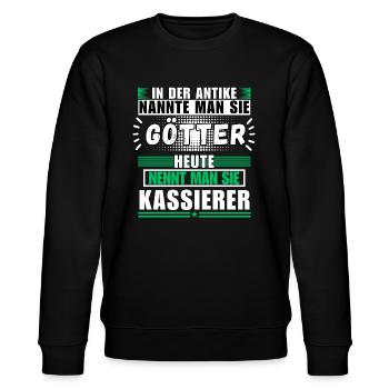 Götter in der Antike. Heute Kassierer - Stanley/Stella Unisex Bio-Sweatshirt CHANGER  - Schwarz - Vorne - Nik (191cm) & Marisol (170cm)