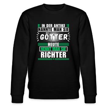 Götter in der Antike. Heute Richter - Stanley/Stella Unisex Bio-Sweatshirt CHANGER  - Schwarz - Vorne - Nik (191cm) & Marisol (170cm)