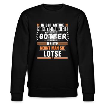 Götter in der Antike. Heute Lotse - Stanley/Stella Unisex Bio-Sweatshirt CHANGER  - Schwarz - Vorne - Nik (191cm) & Marisol (170cm)