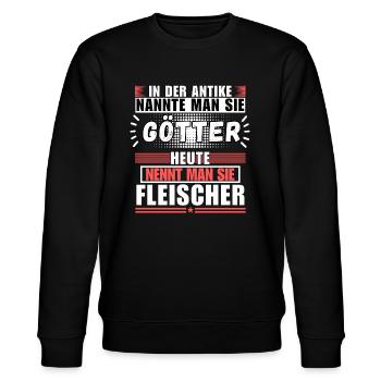 Götter in der Antike. Heute Fleischer - Stanley/Stella Unisex Bio-Sweatshirt CHANGER  - Schwarz - Vorne - Nik (191cm) & Marisol (170cm)
