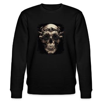 Steampunk Zombie Totenkopf - Stanley/Stella Unisex Bio-Sweatshirt CHANGER  - Schwarz - Vorne - Nik (191cm) & Marisol (170cm)