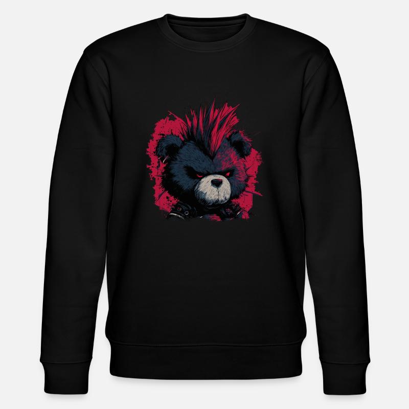 Cute Punk Teddy Bear - Stanley/Stella CHANGER Unisex Organic Sweatshirt - black