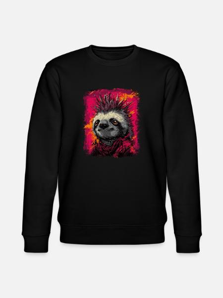 Cool Punk Rock Sloth - Stanley/Stella CHANGER Unisex Organic Sweatshirt - black