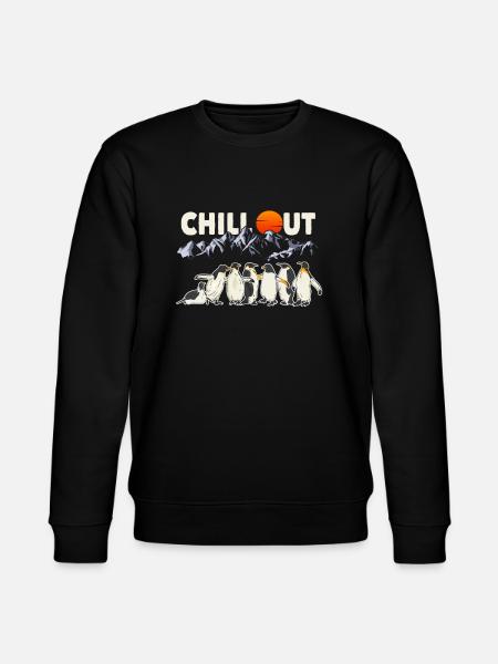 Penguin Chill Out T-Shirt Gift - Stanley/Stella CHANGER Unisex Organic Sweatshirt - black