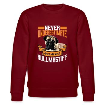 Bullmastiff Geschenk Männer - Stanley/Stella Unisex Bio-Sweatshirt CHANGER  - Burgunderrot - Vorne - Nik (191cm) & Marisol (170cm)