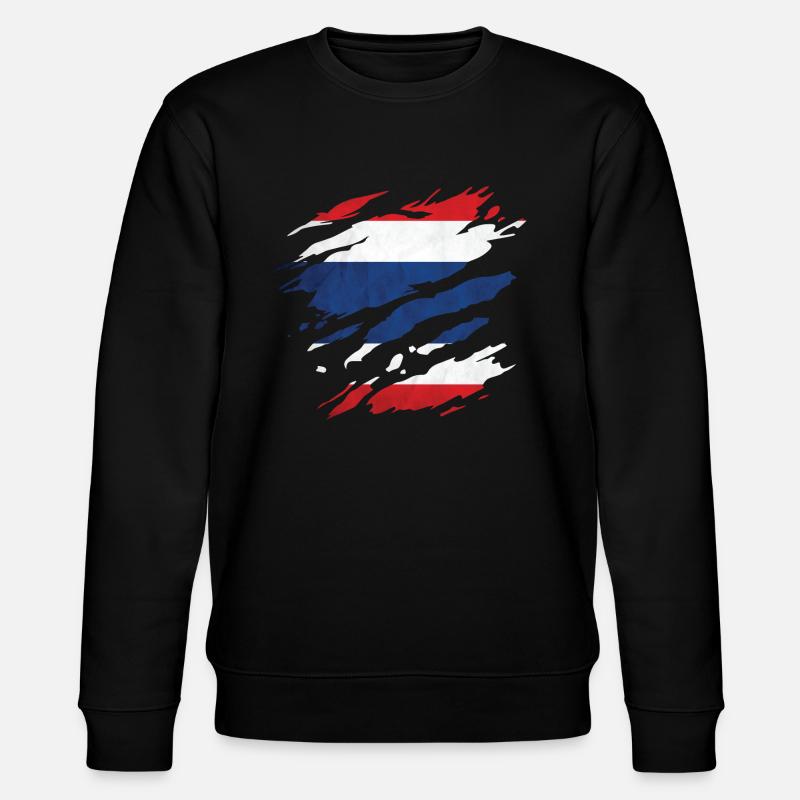 Thailand - Nationalfahne, Kratzer, Risse - Stanley/Stella Unisex Bio-Sweatshirt CHANGER - Schwarz