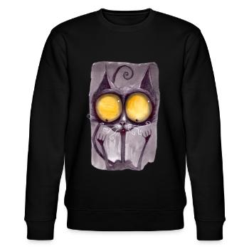 Serial Cat 17 - Stanley/Stella CHANGER Unisex Organic Sweatshirt - black - Front - Nik (191cm) & Marisol (170cm)