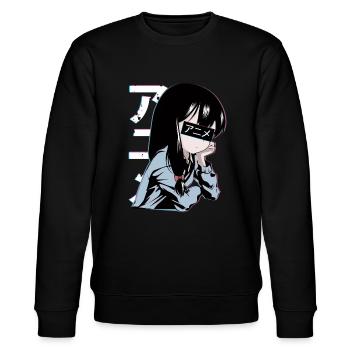 Anime Mädchen - Stanley/Stella Unisex Bio-Sweatshirt CHANGER  - Schwarz - Vorne - Nik (191cm) & Marisol (170cm)