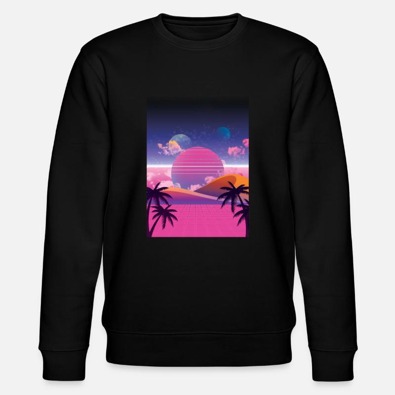 Vaporwave Beach - Stanley/Stella Unisex Bio-Sweatshirt CHANGER  - Schwarz