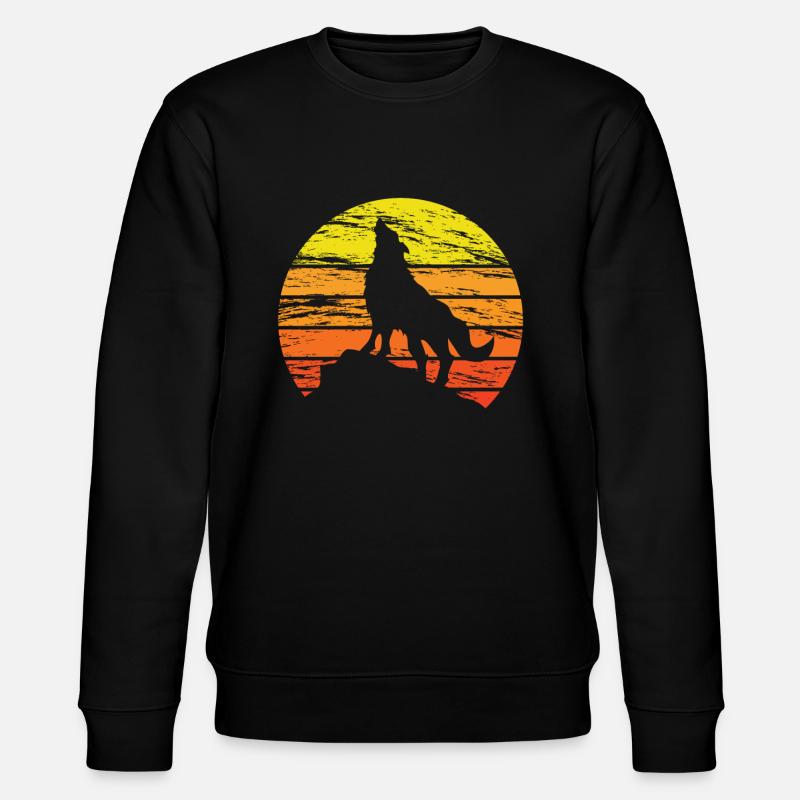 Wolf sunset - Stanley/Stella CHANGER Unisex Organic Sweatshirt - black