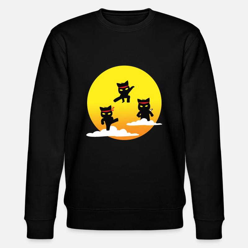 Ninja Katzen - Stanley/Stella Unisex Bio-Sweatshirt CHANGER  - Schwarz