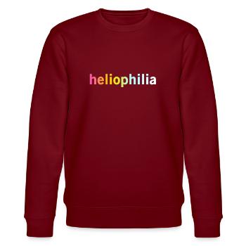 Heliophilia - Cool Funny Sunbathers Quote - Stanley/Stella CHANGER Unisex Organic Sweatshirt - burgundy - Front - Nik (191cm) & Marisol (170cm)
