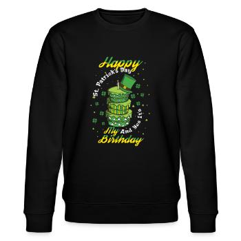 Ja Mein Geburtskuchen Kleeblatt Klee Saint Patricks - Stanley/Stella Unisex Bio-Sweatshirt CHANGER  - Schwarz - Vorne - Nik (191cm) & Marisol (170cm)