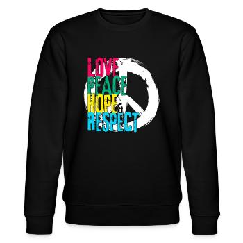 LOVE PEACE HOPE & RESPECT - Stanley/Stella CHANGER Unisex Organic Sweatshirt - black - Front - Nik (191cm) & Marisol (170cm)