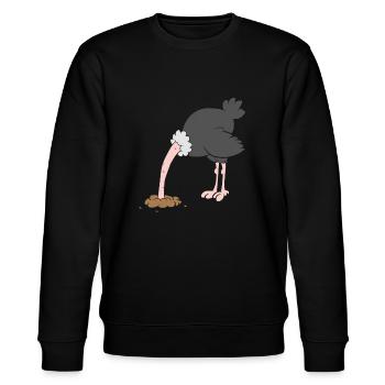 Vogelstrauß - Kopf in den Sand stecken - Stanley/Stella Unisex Bio-Sweatshirt CHANGER  - Schwarz - Vorne - Nik (191cm) & Marisol (170cm)