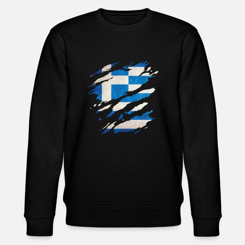Grèce - Drapeau national, rayures, fissures - Sweat bio CHANGER Stanley/Stella Unisexe - noir
